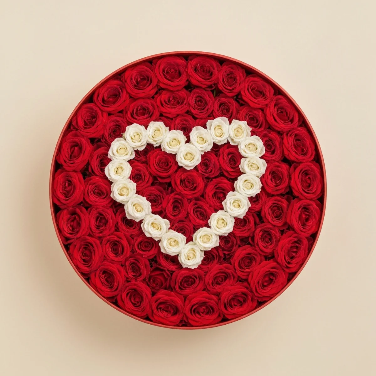 Heart in white roses