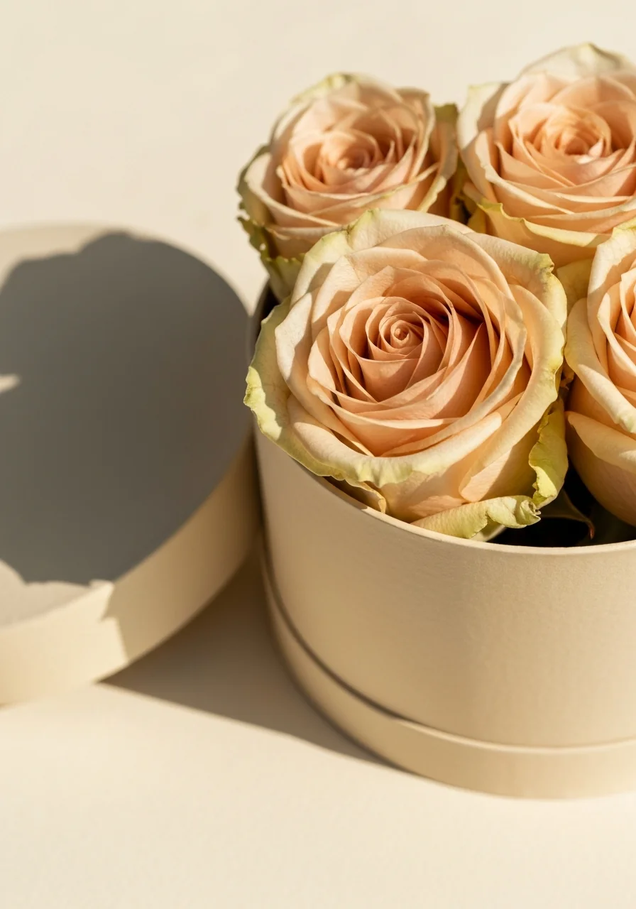 Mini — macro detail, single champagne rose